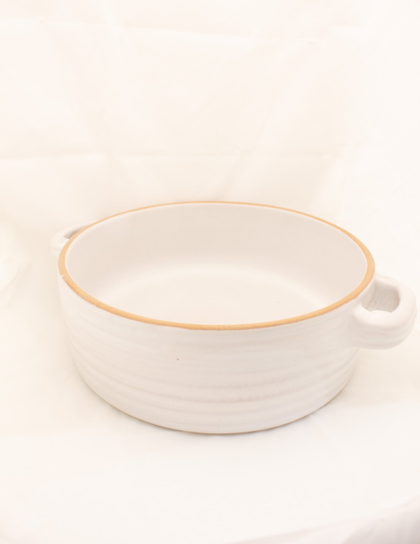 White Strriped Handle Pot M