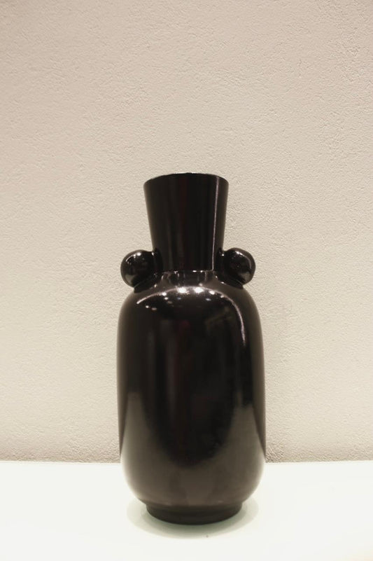 Black Pottery Handled Vase